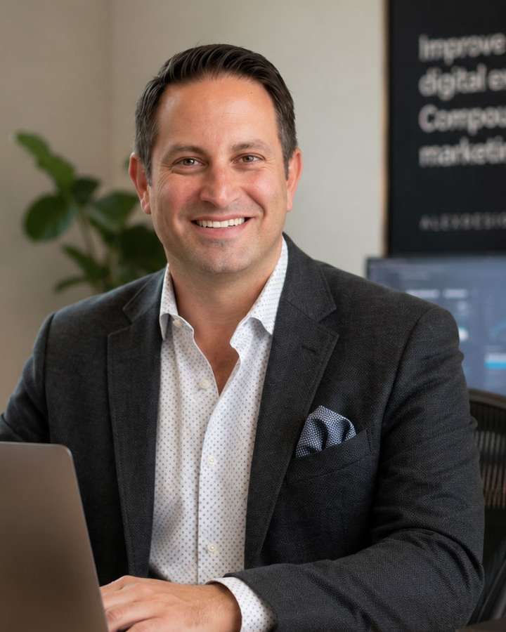 Alex Harris, founder of AlexDesigns, in his studio office.
